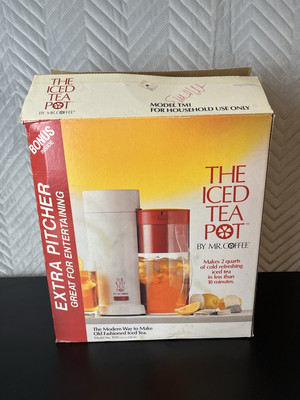 VTG Mr. Coffee Iced Tea Pot TM1 2 Qt EXTRA Red Pitcher Ice Tea Machine 1990 READ