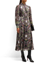 Elie Tahari Twist Neck Paisley Floral Dress Size 2 Whimsical Bohemian Timeless
