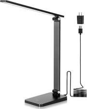 LED Desk Lamp 3-Level Dimmable Reading Light with USB Port Black