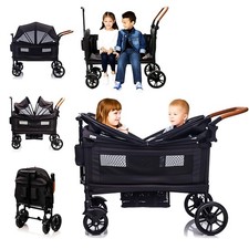 Luxury Wagon Stroller for 2 Kids  Cargo-Lightweight Foldable Travel Push Pul...