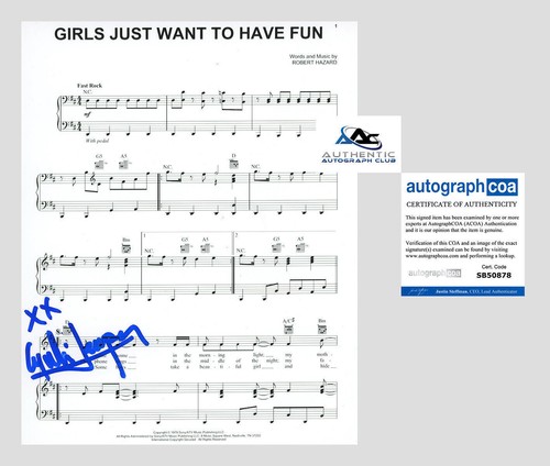 CYNDI LAUPER AUTOGRAPH SIGNED GIRLS JUST WANT TO HAVE FUN SHEET MUSIC ACOA