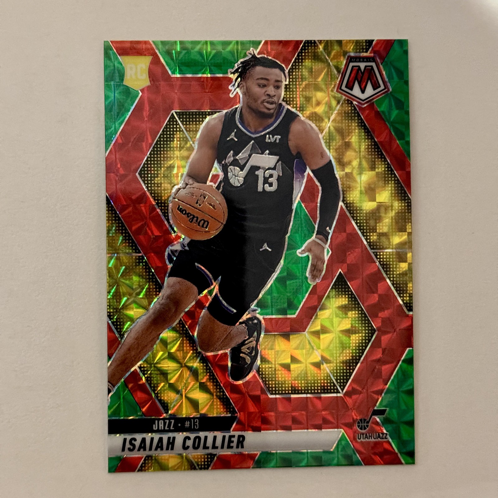 2024-25 Mosaic #222 Isaiah Collier Rookie Choice Red Green Mosaic Prizm Jazz