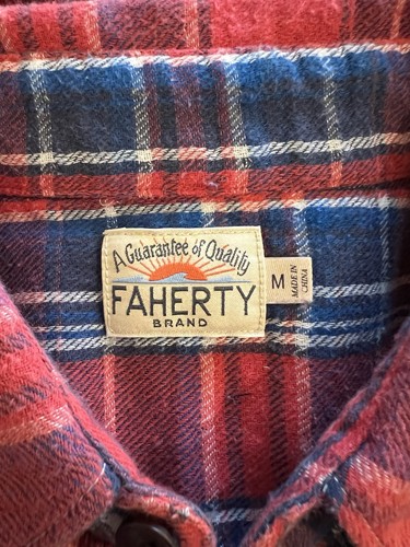 Faherty Lot of 2 Red Blue Black Check Plaid Flannel Shirts Sz M - Picture 15 of 19