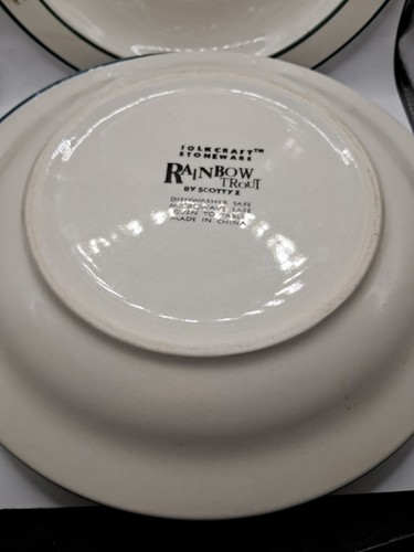 4 platos de ensalada FOLKCRAFT de gres trucha arco iris pesca con mosca 8-3/8" Scotty Z - Imagen 5 de 5