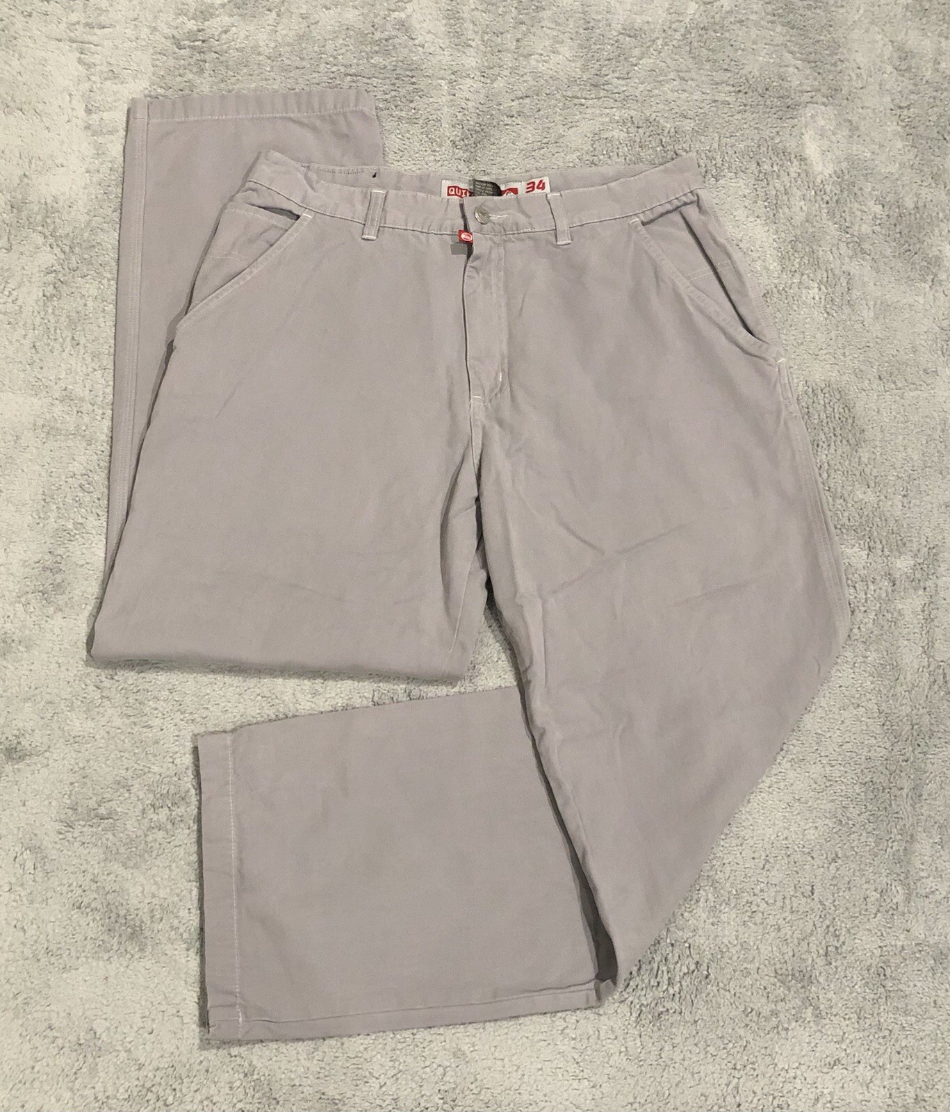 VTG Y2K Quiksilver Pants 34x31 Baggy Wide Leg Cargo Skater Surfer Pipes Gunge