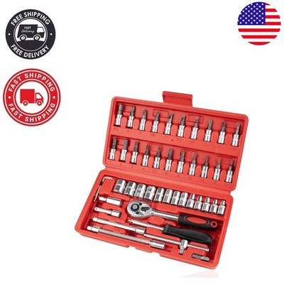 Versatile 46PCS Small Drive Socket and Ratchet Set - Perfect for Tight Spaces