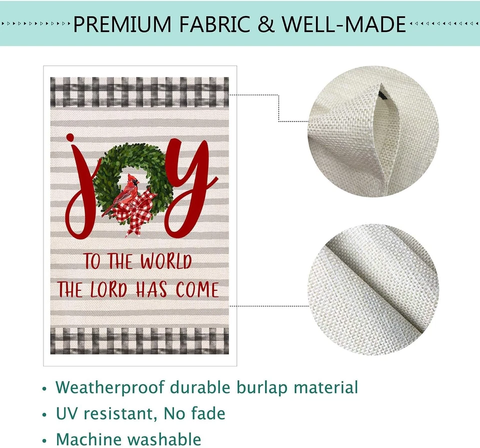 Bandera de jardín de alegría navideña bandera de patio cardinal arpillera de doble tamaño vacaciones de invierno Foto 4 de 4