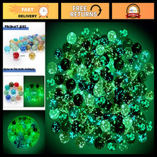 100 Colorful Glow in the Dark Glass Marbles - Luminous Multi-Color for Games D