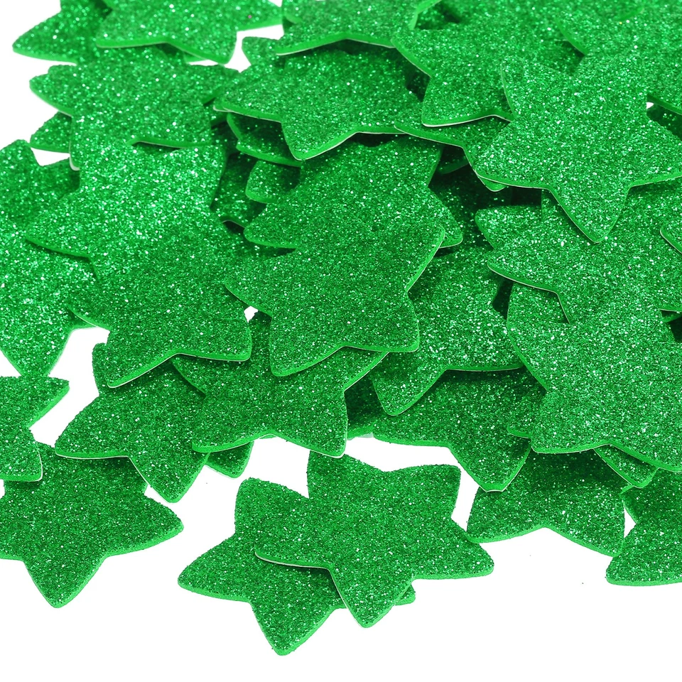 Pegatinas de espuma de estrella de 1,4"x1,4", 120 piezas pegatina con forma de espuma EVA brillos, verde Foto 3 de 4
