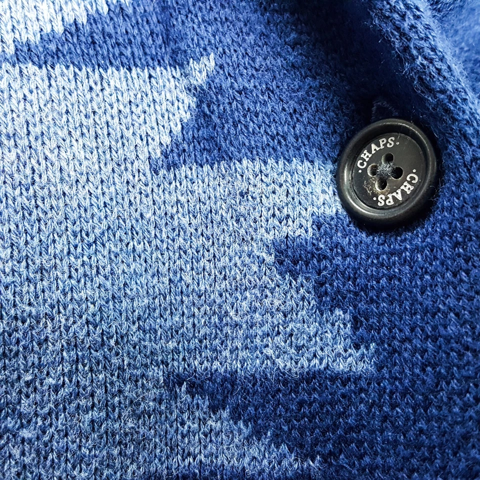 复古 Chaps 女式 XL 阿兹特克海军蓝浅蓝色开衫毛衣夹克 — 第 4/4 张图片