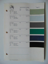 Original Glasurit Mercedes Benz Paint Chips Sheet - 1965-1970