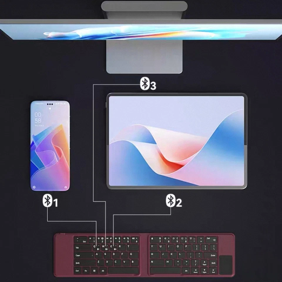 Original BOW HB168 Foldable Multi Bluetooth Keyboard For Huawei Mate XT/Mate70 P - Image 4 of 4