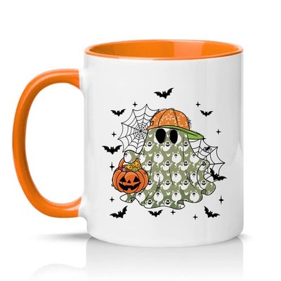 Süßes Gespenst mit Kürbis Unisex 11 Unzen Keramiktasse gruselig Halloween Geschenk