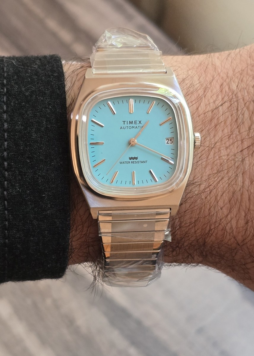 Timex Automatic 1983 E-Line Turquoise Dial 34mm Vintage Reissue