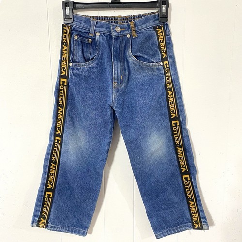 Vintage BOYS Cotler Denim USA Made Size 6 Spellout 100% Cotton Frayed hem - Picture 1 of 8