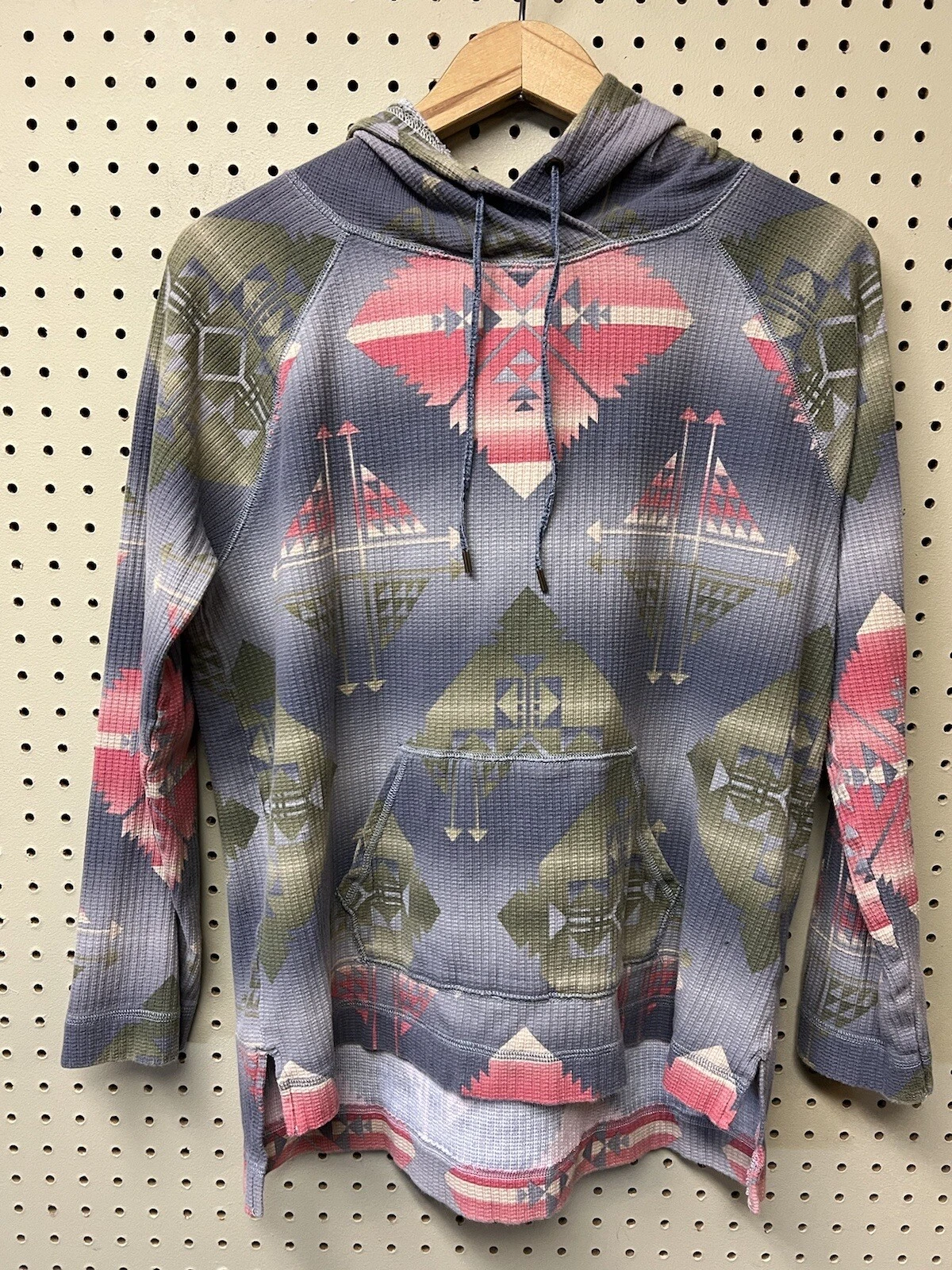 Chaps Womens Medium Multicolor Aztec Southwestern Hoodie Lightweight Pullover