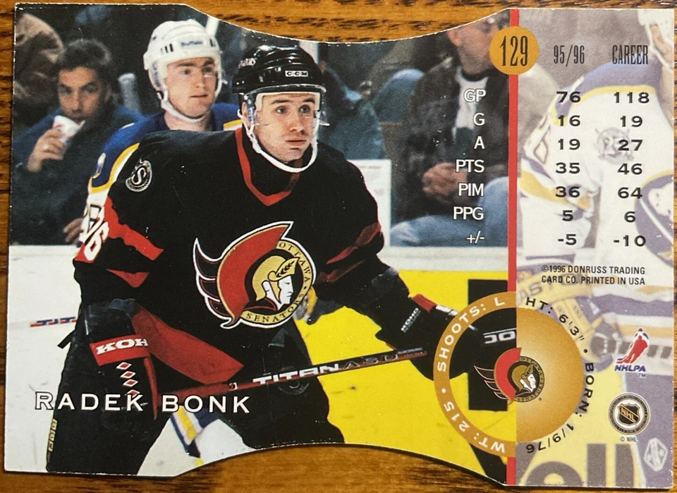 1996-97 Leaf Press Proofs Radek Bonk #129 Ottawa Senators #’d /1500 - Image 2 of 2