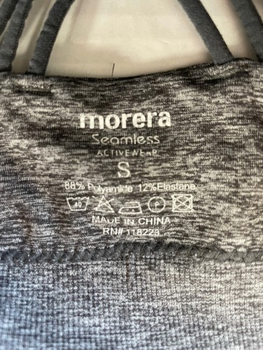Morera Sports Bra Activewear Heathered Grey Women’s Size S Braided Strappy Back - Afbeelding 6 van 6