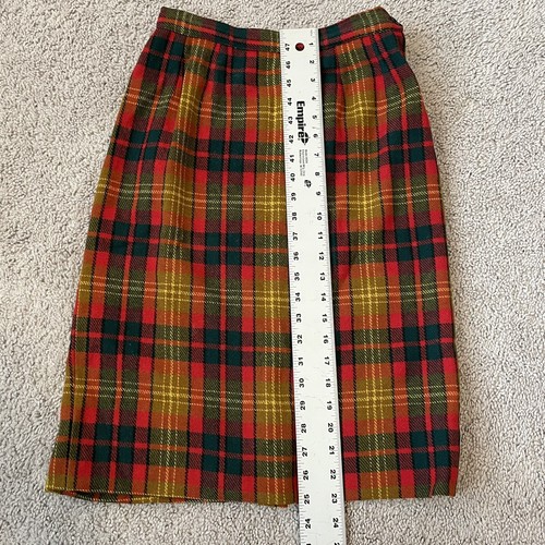 Vintage Abby Michael Ltd. Skirt Red Plaid 100% Wool 40's 50's No Size XS Flaws - Picture 10 of 12