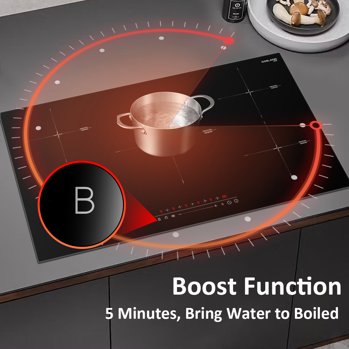 GASLAND 90cm Induction Cooktop 5 Burner Fast Heating Function Electric