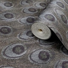 Wallpaper green gray textured faux Peacock wall coverings gold metallic rolls 3D