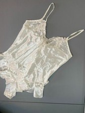 California Dynasty vintage women's small ivory satin bodysuit lingerie bridal