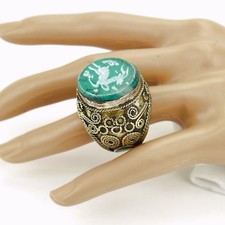 Malachite RING Hand Carved Kuchi BellyDance Tribal many sizes available 851f8