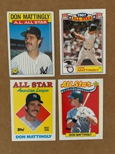 DON MATTINGLY NY Yankees lot Topps 1986 #712 1987 Glossy #2 1988 #386 `1989 #397