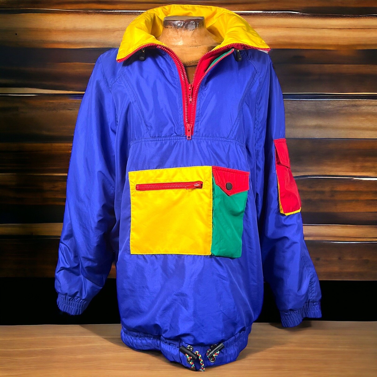 VINTAGE 90s Gant Puffy Colorblock Pullover Jacket Zip Hood VINTAGE 90s Gant Puffy Colorblock Pullover Jacket Zip Hood