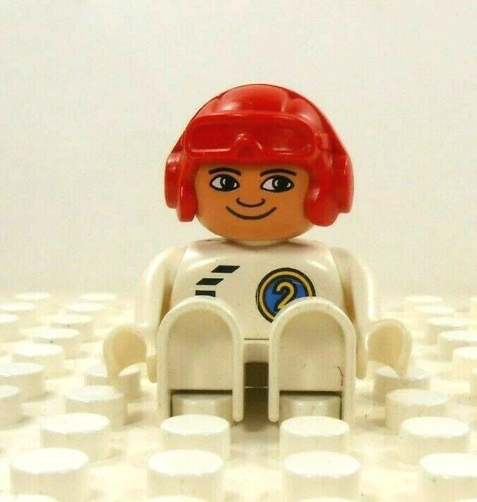 Lego Duplo Figure Racer #2 red helmet white Vintage app. 2001 - Image 3 of 3