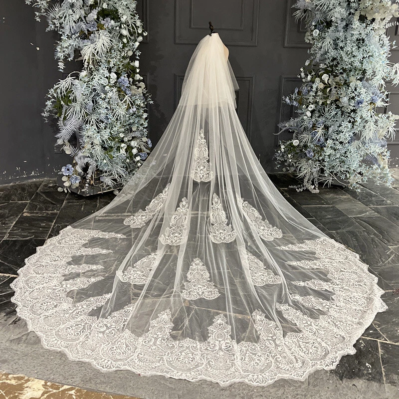 Luxury Bridal Veil Cathedral Trailing French Court Lace Veil Wedding  Accessories