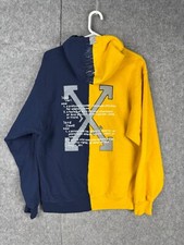 Off White STYLE Hoodie Men's Medium Graphic Two Tone Sin Spellout Graphic