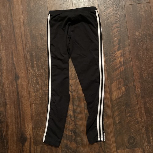 Adidas Girls Youth S Small Black White Sweatpants Trefoil 3 Stripe Casual - Picture 7 of 7