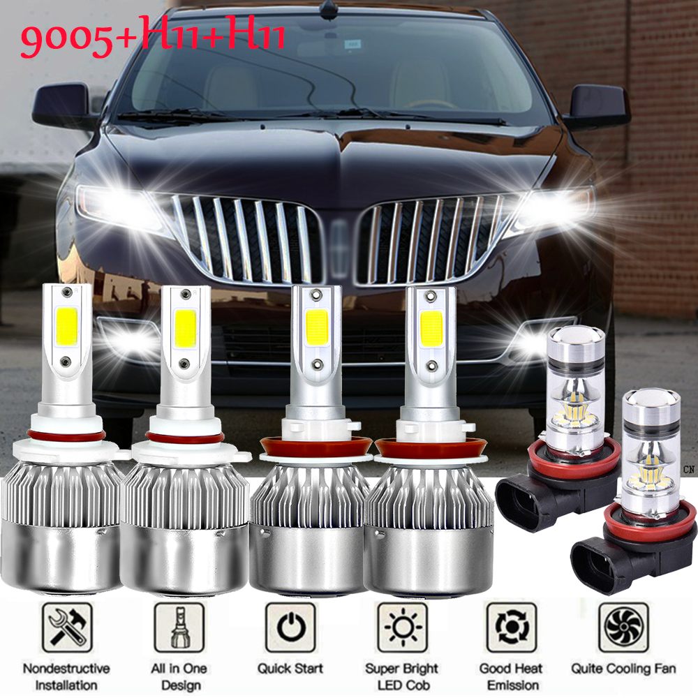 For Lincoln MKX 2007-2010 6X LED Headlight High Low Fog Lights Bulbs Kit White