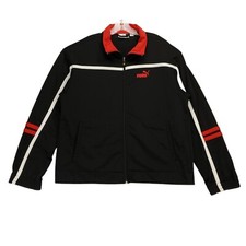 Puma Track Jacket Mens L Black Red Full Zip Long Sleeve Running Workout Casual