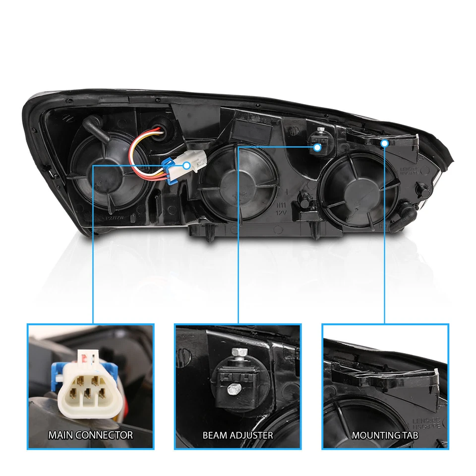 2004 2005 2006 2007 Fit Chevy Malibu Euro Style Black Headlights Head Lamp+CDRL - Image 3 of 4