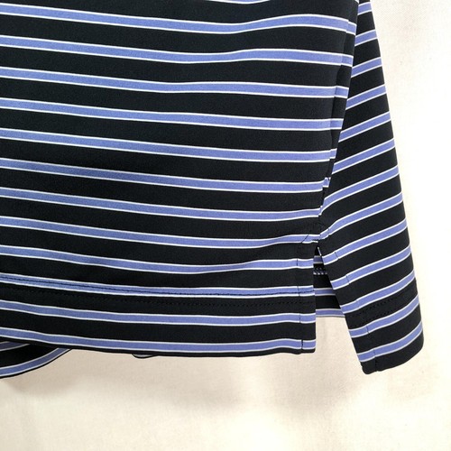 FootJoy Golf Polo Shirt Mens L Performance Black Purple Striped Short Sleeve EUC - Picture 8 of 11