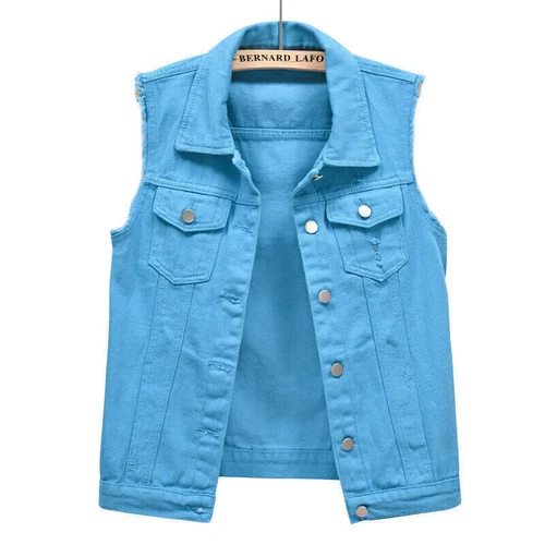 Stretch Cotton Denim Waistcoat Jacket Unisex Jean Gilet Sleeveless Jacket 2024@ - Picture 13 of 22