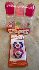 NEW Kidgets 9oz Silicone Nipple 3pk Bottles BPA-free and 2pk Pacifiers