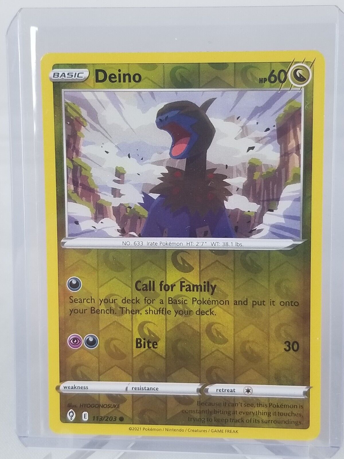 Deino Basic Hp 60 Dragon Holo #113/203 Pokemon 2021 Card