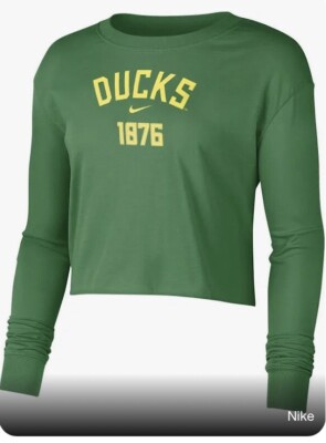 Nike Women's Oregon Ducks Cropped Long-Sleeve T-Shirt. Size Small. New With Tags