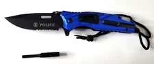 Defender Tactical Blue & Black 8" Spring Assisted Folding Knife