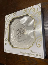 Malden International Designs Glazed ceramic 50th Anniversary Plate With Gold Ac