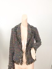 Cache Multi Color Tweed Open Front Blazer Size 2