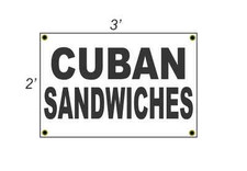 2x3 CUBAN SANDWICHES Black  White Banner Sign Discount Size  Price FREE SHIP