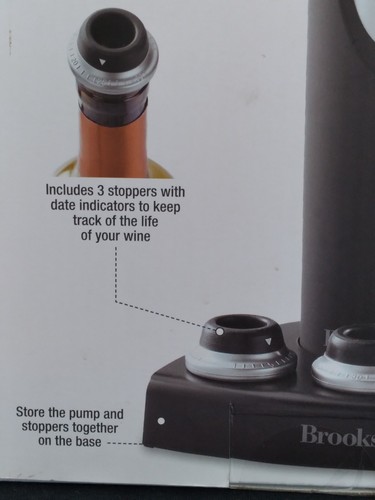 BROOKSTONE Automatic Wine Preserver Set – 3 Stoppers w/ Date Indicators & Stand - Picture 5 of 8