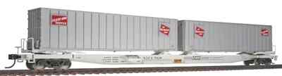 MILWAUKEE ROAD FLEXI-VAN MARK III -TOFC FLAT CAR w/ 2 TRAILERS  HO Scale NEW RTR