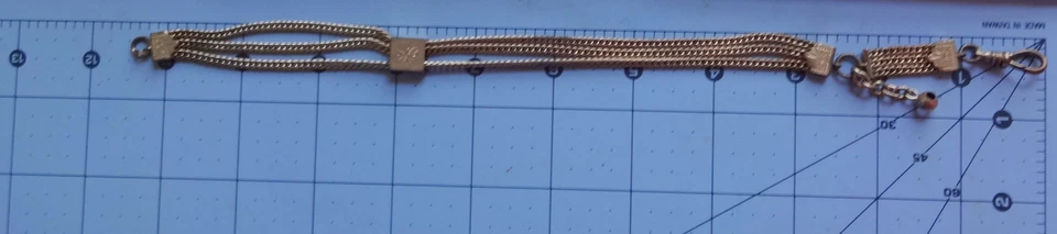 Antique Men's Rose Gold Filled Triple Slide Rope Chain Pocket Watch Fob Charm - Image 4 of 4