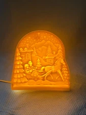 Horse Snow Sleigh Ride Corded Ceramic Christmas Night Light