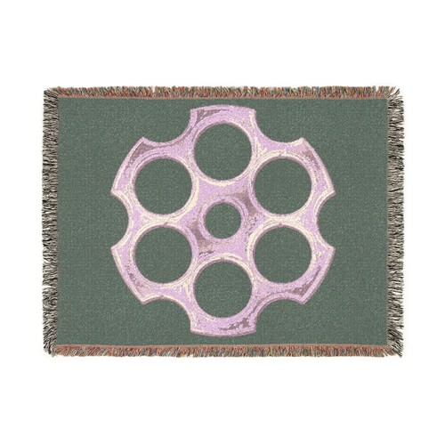 Woven Blanket with Revolver Pistol Gun Cylinder Design Gun Lover Home Decor Gift - Picture 4 of 7